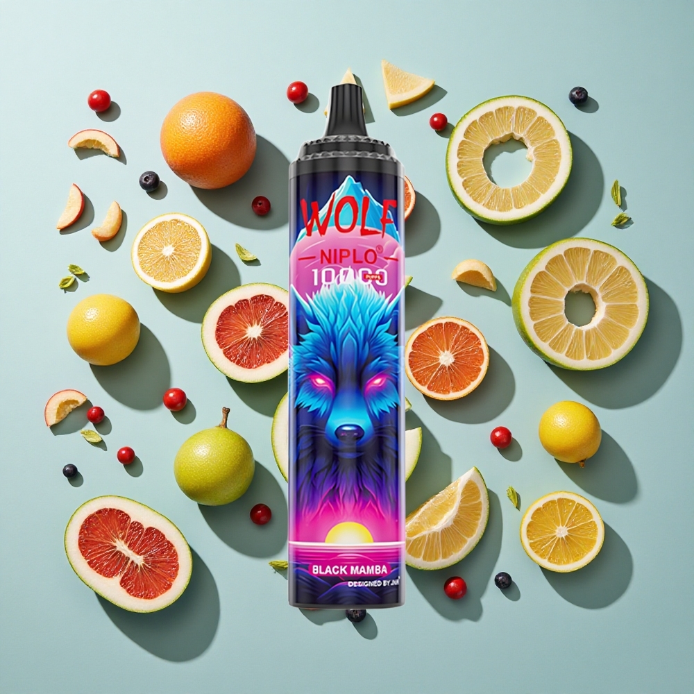 Sort Mamba JNR Wolf Niplo 10000 Puffs 20ml E-væske Kapacitet