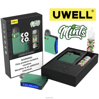 UWELL CALIBURN AK3 kit + a3s 0,8 ohm pods (x2) + daddy's vapor 10ml salte 50mg crl: cyan/flv: pebermynte 50mg RXP0J242 UWELL København